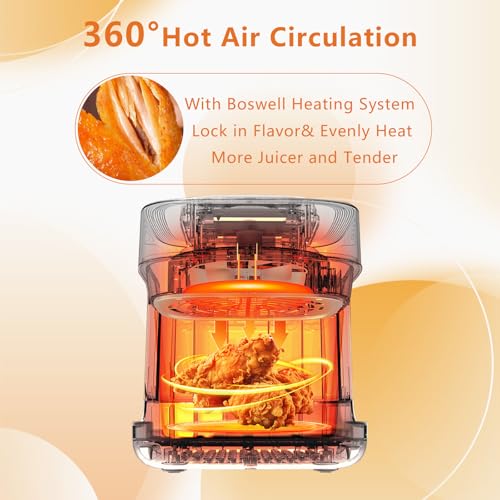 BOSWELL 7.5 QT Large Glass Air Fryer, 6-1 Preset Cook Modes