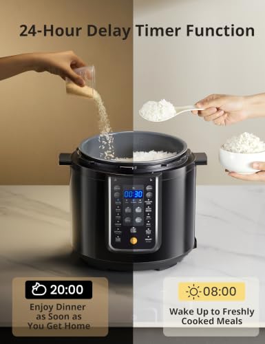 COMFEE’ 12-in-1 Electric Pressure Cooker, Instant Multi, Non-Stick Pot, Yogurt Maker, Rice Cooker, Slow, Sauté Steamer, Pressure Cooker 6 Quart Black