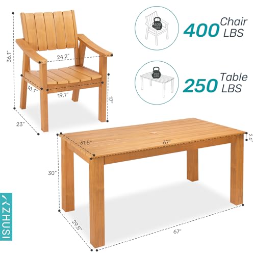 ZHUSI Patio Table and Chairs Set, Outdoor Table and Chairs,HIPS Outdoor Dining Set with Umbrella Hole for Backyard, Poolside