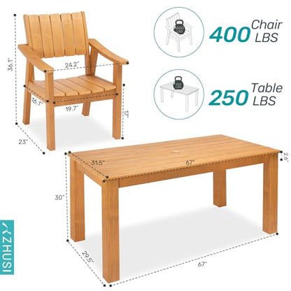 ZHUSI Patio Table and Chairs Set, Outdoor Table and Chairs,HIPS Outdoor Dining Set with Umbrella Hole for Backyard, Poolside