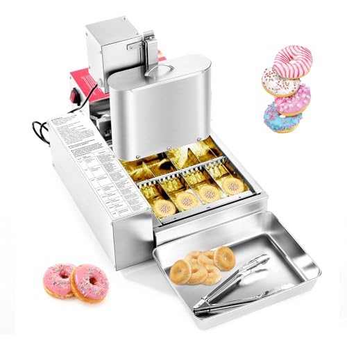 VEVOR Commercial Automatic Donuts Machine, 4 Rows Donuts Making Equipment, 240 pcs/hour Electric High Power Doughnut Maker, Stainless Steel Frying Auto Fryer, with Intelligent Control