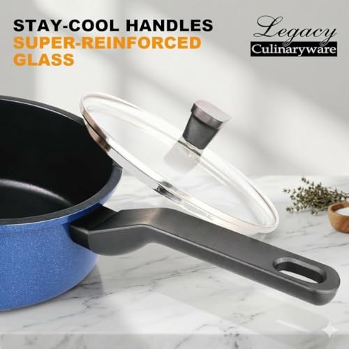 Legacy Culinaryware Nonstick Sauce Pan with Lid,2QT small pot, PFOA Free,Kitchen Pots Induction Pot,Cream