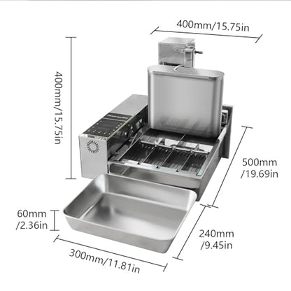 HNZXIB 1800+pcs/hour Mini 4-Row Donut Maker, Automatic Donut Machine, Commercial Doughnut Frying Maker, 5 Gears Adjustment, 110V 60Hz, 2000W, Stainless Steel, for Cafes, Bakeries, Restaurants