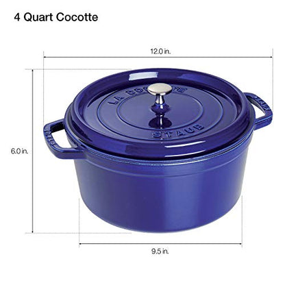 Staub Cast Iron 4-qt Round Cocotte - Dark Blue