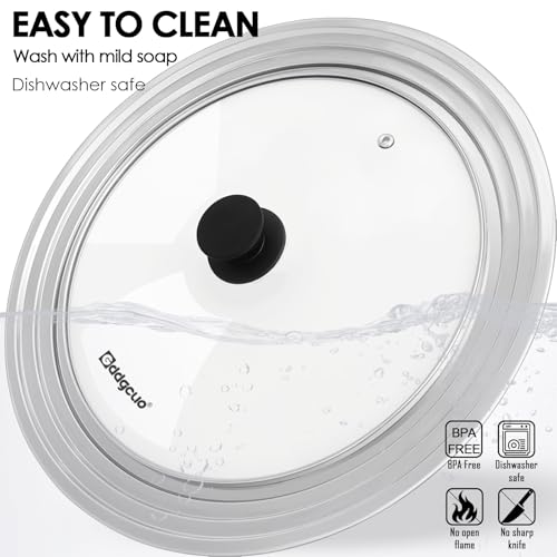 GDDGCUO 13-14-15 in Universal Pan Lid, Extra Large Stainless Steel Pot Lid for Pots, Pans, Skillets, Replacement Frying Pan Lid with Heat Resistant Silicone Knob, Dishwasher Safe