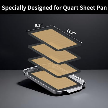 Small Silicone Baking Mats, Set of 4,11-4/5x8-1/4 Inch Quarter Sheet Size, Non Stick, BPA Free, 1/4 Baking Sheet Pan Liner for Cookies, Macaron, Bread, Pastry, Toaster (Grey)