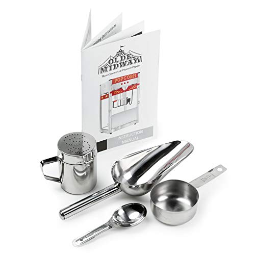 Olde Midway Commercial Popcorn Machine Maker Popper with Extra Large 16-Ounce Kettle - Red