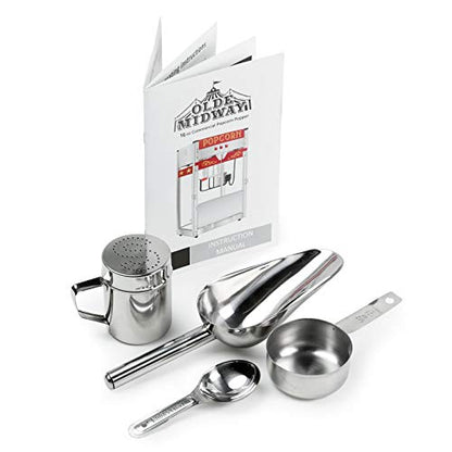 Olde Midway Commercial Popcorn Machine Maker Popper with Extra Large 16-Ounce Kettle - Red