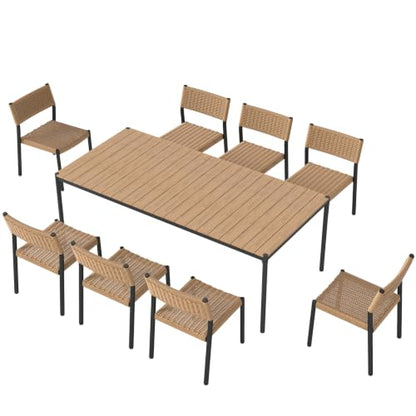 SUNSITT 9 Piece Outdoor Patio Dining Set, No Assembly Required for Chairs