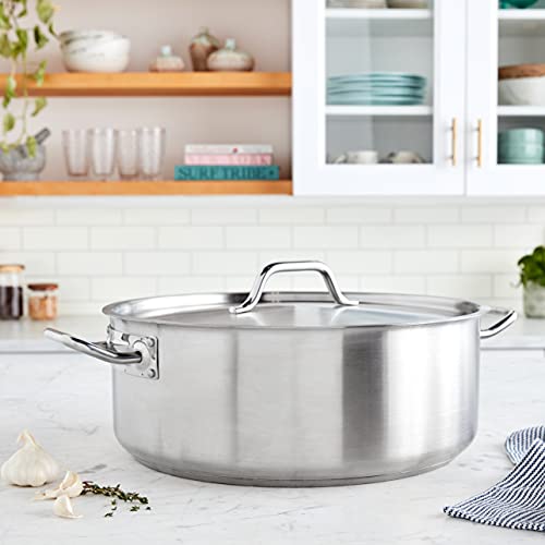 Winco Commercial-Grade Stainless Steel Brazier with Lid, 20 Quart