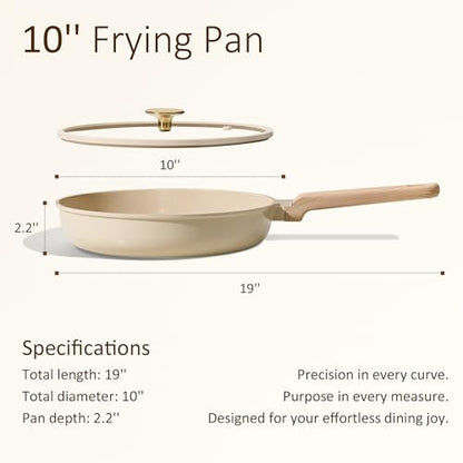 CAROTE 10" Frying Pan Set, Ceramic Frying Pan, Non-Toxic PTFE & PFOA Free Fry Pan & Omelet Pan, Compatible with Induction, Gas Cooktops