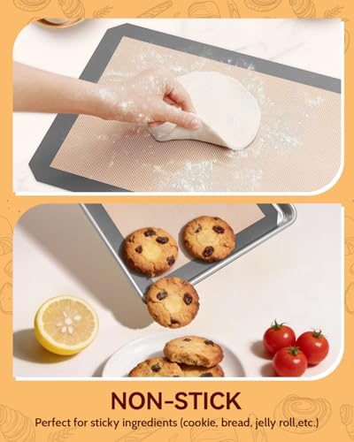 Silicone Baking Mat - Sopito Platinum Silicone - Non-Stick, Food Safe, Reusable Baking Sheet Liner, 5Pcs Set for Half Sheet Size Tray & Quarter Size Tray and 9'' Pizza pan, Grey