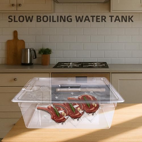 WELKOR 26 QT Sous Vide Container with Lid,Sous Vide Cookers Compatible with Anova, Joule, Nano, Wancle, Instapot,Perfect for Chicken, Beef,Parties and Professionals (26 qt without rack)