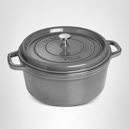 Staub Cast Iron 7-qt Round Cocotte - Graphite Grey