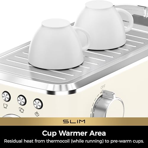 CHULUX Slim Espresso Machine with Milk Frother for Home Cappuccino, Creamy