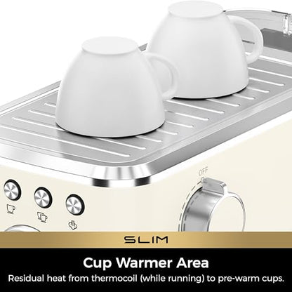 CHULUX Slim Espresso Machine with Milk Frother for Home Cappuccino, Creamy