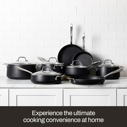 All-Clad Hard Anodized Expert Nonstick Cookware Set, -7 Piece Pots and Pans Set, Induction, OvenSafe 500F - Includes Frying Pans, Saucepan, Sauté-Pan, Stockpot, Professional Cookware - Black
