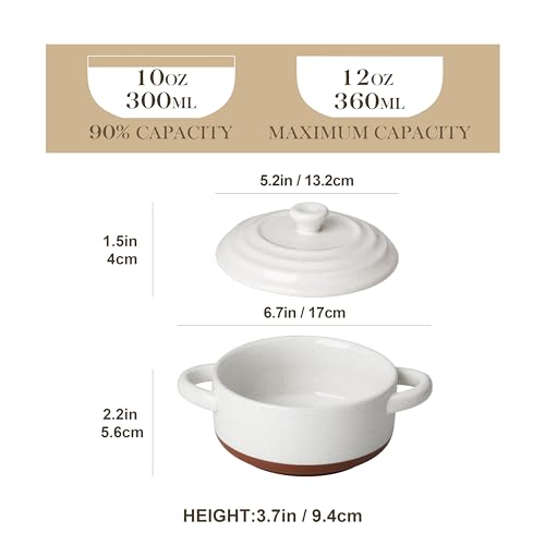 MALACASA Mini Cocotte Set - 12 OZ Small Casserole Dishes for Oven with Lids and Handles, Ramekins Oven Safe, Ceramic Mini Dutch Oven Set of 4, Microwave & Dishwasher Safe, Multicolor, Series TARA