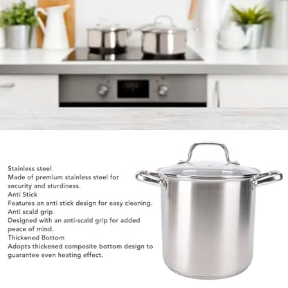 Luqeeg Premium Stainless Steel 20 Quart Stock Pot with Steam Basket, Inner Pot, Anti-Stick Finish, Thickened Composite Bottom, Dual Anti-Scald Handles