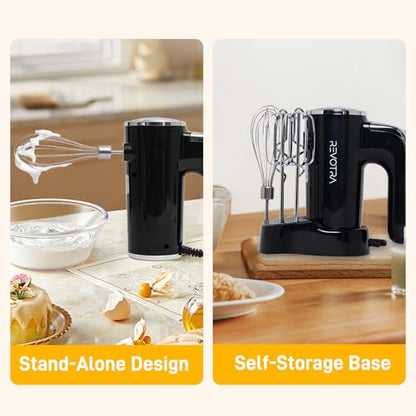 Electric Hand Mixer, Handheld Mixer with LCD Display and Storage Base