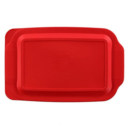 Pyrex (1) 233 3-Qt Rectangular Glass Baking Dish & (1) 233-PC Red Food Storage Lid – Clear Glass Bakeware – Perfect for Leftovers, Food Preparation and So much More - Made in the USA