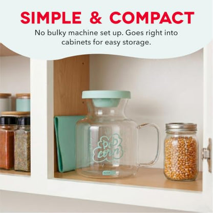 Dash Microwave Popcorn Popper - Convenient Popcorn Maker with Butter-Melting Silicone Lid - Easy to Use & Quick Cleanup - Aqua