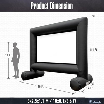 Sewinfla 14Ft Outdoor Inflatable Movie Projector Screen with Built-in Fan Supports Front and Rear Projection, Blow Up Movie Screen for Party, Easy to Set Up