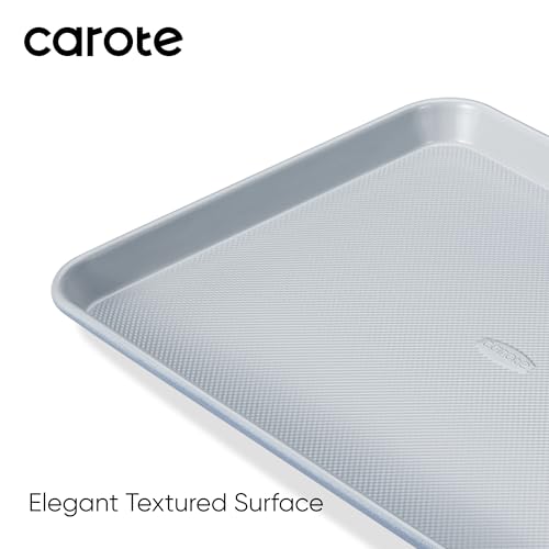 CAROTE 3-Piece Baking Pan Set - Bakeware Set, Baking Sheet Set Including 13 Inch 15 Inch 17 Inch Sheet Pan, Cookie Sheet for Baking, Royal Violet, Blue & Grey