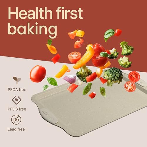 BAKKENMASTER Deluxe 8-Piece Carbon Steel Bakeware Set - Nonstick White Marble Coating, Silicone Handles - Professional Quality Kitchen Oven Baking Pans