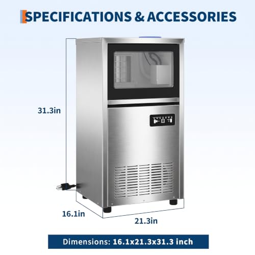 Garvee Commercial Ice Maker Machine 120lbs/24h, Dual Water Inlet Mode