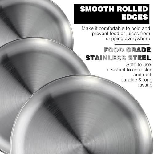 wutfuooo 8 Pieces 12 Inch Pizza Pans Bulk Stainless Steel Sets Round Bakeware Pizza Trays for Oven Kitchen Baking Home Restaurant Safe Sturdy Reusable Easy Clean