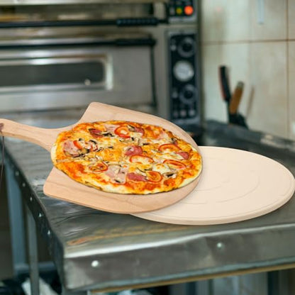 Teenyyou 2 PCS Round Pizza Stone with Wooden Peel, 16" Large Pizza Stone for Oven and Grill Round Baking Cordierite Cooking Pan for Bread, BBQ