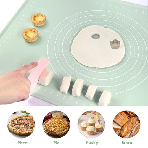 Extra Large Silicone Baking Mat for Countertops, Extra Thick 28" x 20" Non-Slip Pastry Mat with Raised Edges and Measurements, Food-Grade Dough Rolling Sheet for Kneading, Pizza, Bread,Fondant