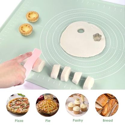 Extra Large Silicone Baking Mat for Countertops, Extra Thick 28" x 20" Non-Slip Pastry Mat with Raised Edges and Measurements, Food-Grade Dough Rolling Sheet for Kneading, Pizza, Bread,Fondant