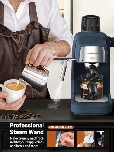 KEENSTAR 3.5Bar Espresso Machine with Milk Frother, 800W Compact Espresso and Cappuccino Maker, Preheating Function, 4-Cup Espresso Maker for Latte or Cappuccino, Gift for Coffee Lovers Upgrade