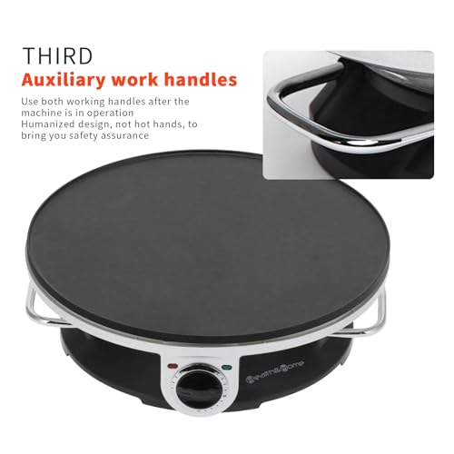 13 Inch Electric Crepe Maker crepes maker 1000W Round Crepe Maker Machine Stainless Steel Pancake Machine with 3 Temperature Control Knob Fast Heating Creperas crepes maker Creperas