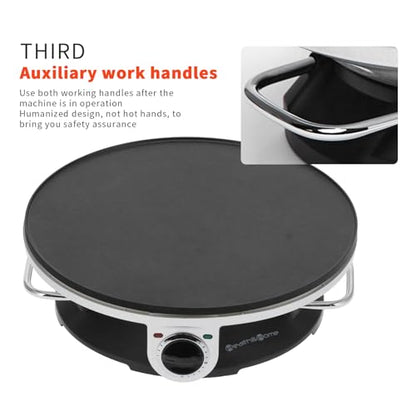 13 Inch Electric Crepe Maker crepes maker 1000W Round Crepe Maker Machine Stainless Steel Pancake Machine with 3 Temperature Control Knob Fast Heating Creperas crepes maker Creperas