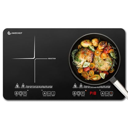 AMZCHEF Double Induction Cooktop, 1800W 2 Burner, ETL Certified