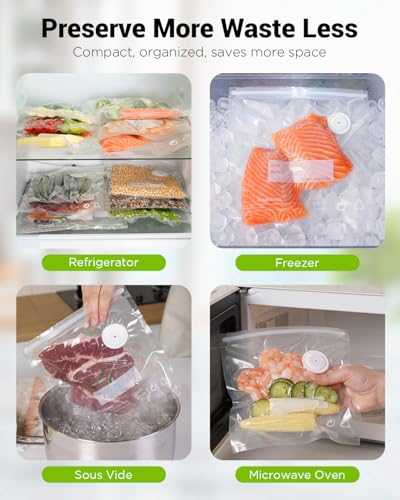Compact Vacuum Sealer for Food, Cordless Handheld Vacuum Sealer Machine with 30 Reusable Bags, 1800mAh Rechargeable Portable Food Saver for Sous Vide, Meal Prep, Meat & Vegetables