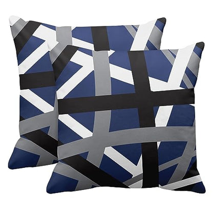 Emvency Throw Pillow Covers Set of 2, 20 x 20 Inch, Retro Striped Blue