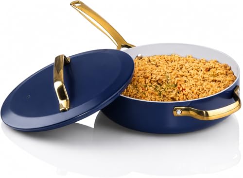 GOTHAM STEEL 4Qt Saute Pan with Lid, 12 Inch Deep Frying Pan with Lid, Large Nonstick Skillet for Cooking, Oven Safe Skillet, Family Sized Frying Pans, Induction Ready, Oven and Dishwasher Safe