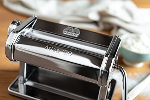 MARCATO Made in Italy Atlas 150 Roller Manual Pasta Machine, Chrome Steel