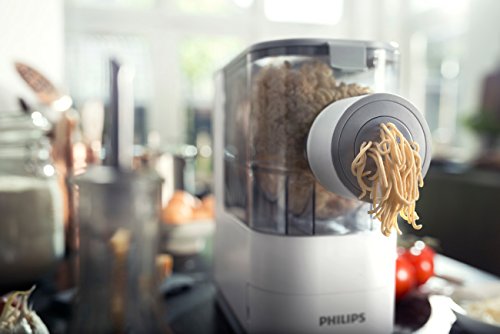 Philips Kitchen Appliances Compact Pasta and Noodle Maker, Viva Collection, Comes with 3 Default Classic Pasta Shaping Discs, Fully Automatic, Recipe Book, Small, White (HR2370/05)