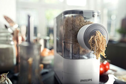 Philips Kitchen Appliances Compact Pasta and Noodle Maker, Viva Collection, Comes with 3 Default Classic Pasta Shaping Discs, Fully Automatic, Recipe Book, Small, White (HR2370/05)