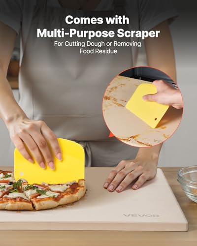 VEVOR Pizza Stone, 20 x 14 x 0.67 in Rectangular Pizza Stone, Extra Large Baking-Stone with Scraper, 1450℉ Heat-Resistant Cordierite, for Oven, BBQ Griller, Baking Bread & Pizza