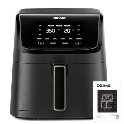 DEIME Air Fryer 7.2 QT 1700W Oilless Oven Healthy Cooker Air Fryers Large Capacity with 8 Presets, LCD Touch Screen, Customerizable Cooking, Non-Stick Basket (Black)