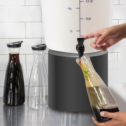 Snap! 5 Gallon Cold Brew Coffee Maker – Low Acid Commercial Cold Brew System with Dual Filtration for Smooth Coffee -Cold Brew Coffee Set-White