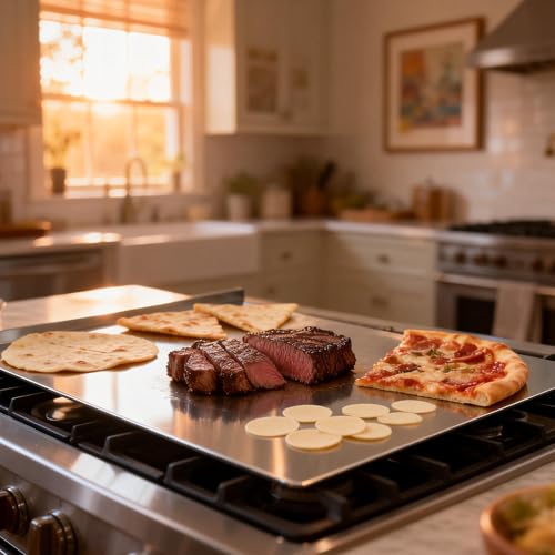 20"L x 16"W Stainless Steel Cutting Board for Kitchen – Large L-Shaped Bread Board, Double-Sided Non-Stick Chopping Board with Lip for Baking, Dishwasher Safe Pastry Board for Kneading