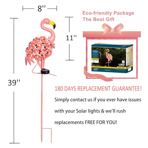 Homeimpro Garden Solar Lights Flamingo Yard Decor Gifts for Women Outdoor Decorations Stake Lights, Waterproof Warm White 27 LED for Lawn,Patio, Courtyard, for Mom Grandma