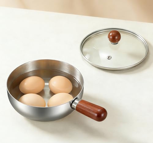 Small Saucepan with Lid, 1 qt Tri-Ply Stainless Steel Pot with Stay-Cool Handle & All Cooktop Compatibility (Gas, Ceramic, Electric) - Mini Sauce Pan Silver